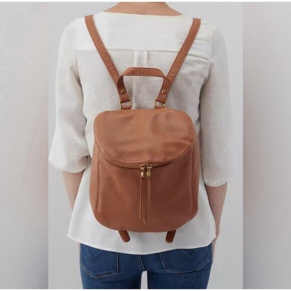 Hobo River Leather Backpack Whiskey Camel Tan Boho Cottagecore Preppy - Picture 1 of 16